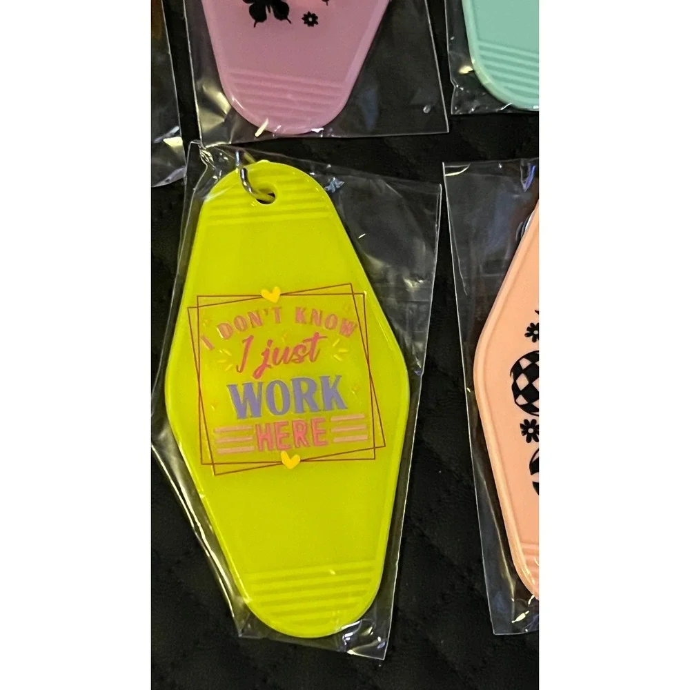 Set of 10 NEW Motel Keychains Unisex Multicolor Retro Graphic